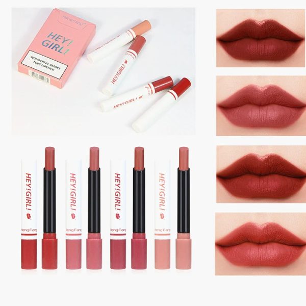 4-in-1 Trending Lipstick Set | Cigarette Shaped Matte Lipsticks & Long-Lasting & Non-Sticky