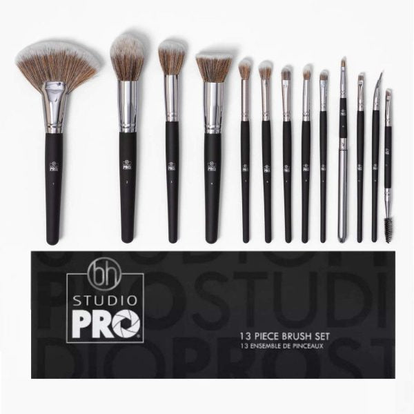 BH Cosmetics Studio Pro 13-Piece Professional Makeup Brush Set | Essential Face & Eye Brushes with Case