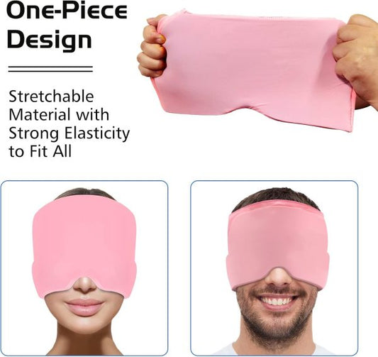 Headache Relief Ice Gel Cap | Migraine & Stress Relief Cooling Mask with Reusable Gel Pack | Puffy Eyes, Sinus & Tension Relief (One Size Fits All)