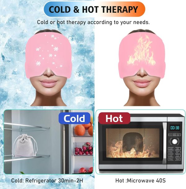 Headache Relief Ice Gel Cap | Migraine & Stress Relief Cooling Mask with Reusable Gel Pack | Puffy Eyes, Sinus & Tension Relief (One Size Fits All)