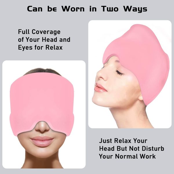 Headache Relief Ice Gel Cap | Migraine & Stress Relief Cooling Mask with Reusable Gel Pack | Puffy Eyes, Sinus & Tension Relief (One Size Fits All)