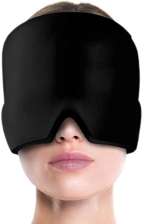Headache Relief Ice Gel Cap | Migraine & Stress Relief Cooling Mask with Reusable Gel Pack | Puffy Eyes, Sinus & Tension Relief (One Size Fits All)