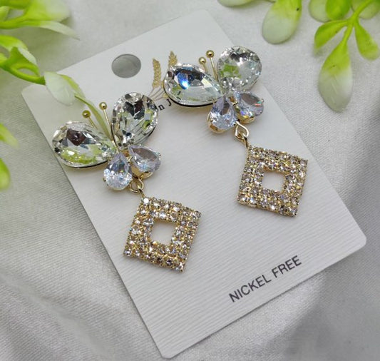 Dazzling Butterfly Crystal Drop Earrings | Nickel Free | Elegant Party Jewelry ✨