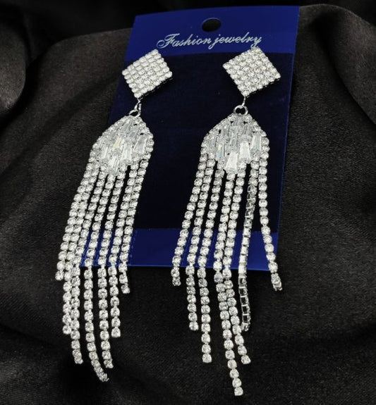 Radiant Diamond Cascade Long Fringe Earrings – Luxury Sparkling Statement Jewelry for Women