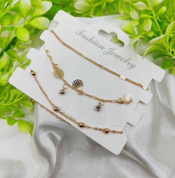 Triple Layered Adjustable Bracelet Set – Elegant Artificial Bracelet for Girls & Women