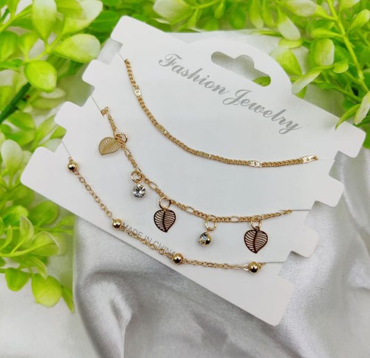 Triple Layered Adjustable Bracelet Set – Elegant Artificial Bracelet for Girls & Women
