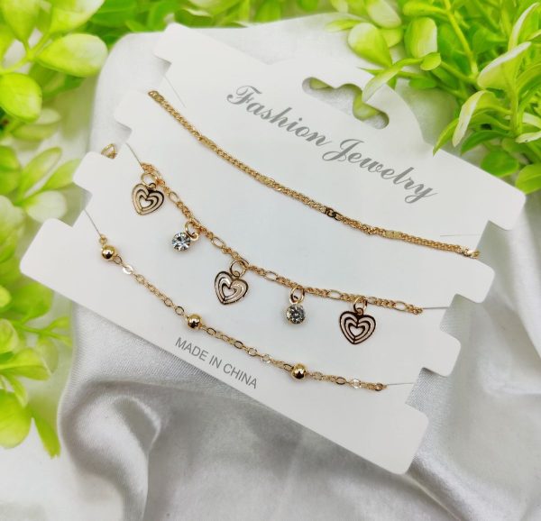 Triple Layered Adjustable Bracelet Set – Elegant Artificial Bracelet for Girls & Women