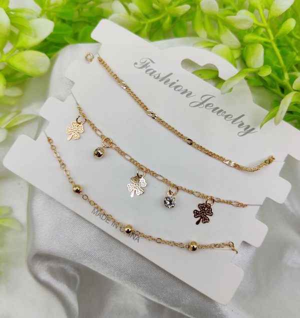 Triple Layered Adjustable Bracelet Set – Elegant Artificial Bracelet for Girls & Women