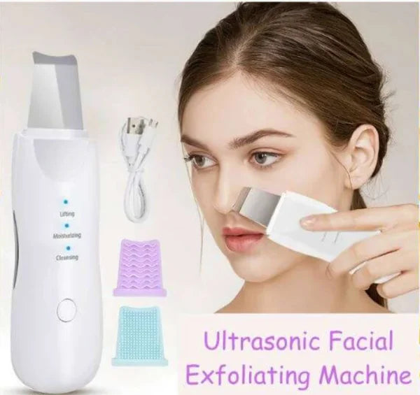 Ultrasonic Skin Scrubber & Blackhead Remover – Deep Cleansing, Lifting & Moisturizing Facial Peeling Tool