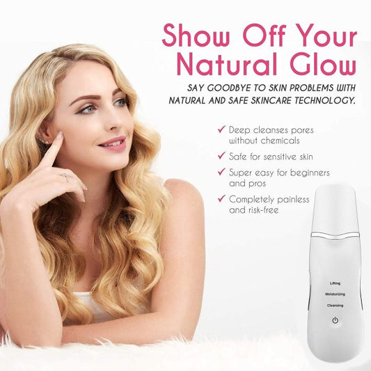 Ultrasonic Skin Scrubber & Blackhead Remover – Deep Cleansing, Lifting & Moisturizing Facial Peeling Tool