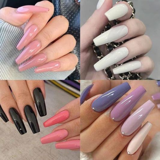 Pack of 144 Artificial Fancy Nails 💅 | Random Colors – Easy to Apply Fake Nails 🎨