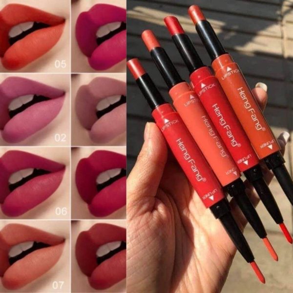Pack of 8 – 2-in-1 Matte Lipstick & Lip Liner Set 💄 | Waterproof & Long-Lasting Velvet Lip Makeup